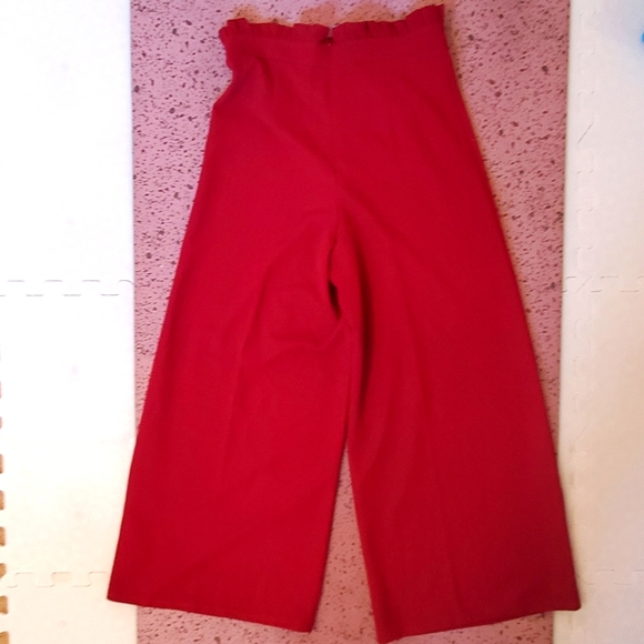 Red High Waisted Flared Cropped Luna Dress Pants - Picture 1 of 2